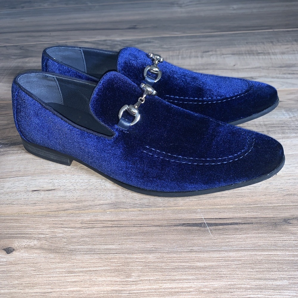 La Milano Barney‎ Men's Slip On Navy Velour Dress Shoes A11888